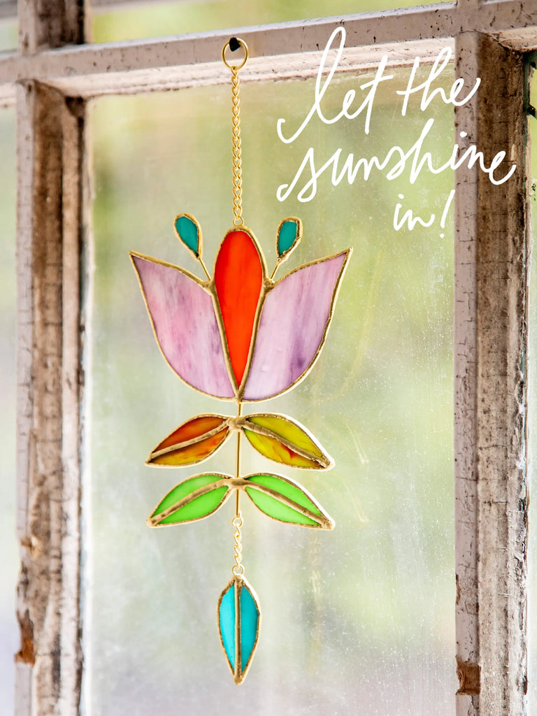 Stained Glass Window Hanging|Folk Flower-view 1